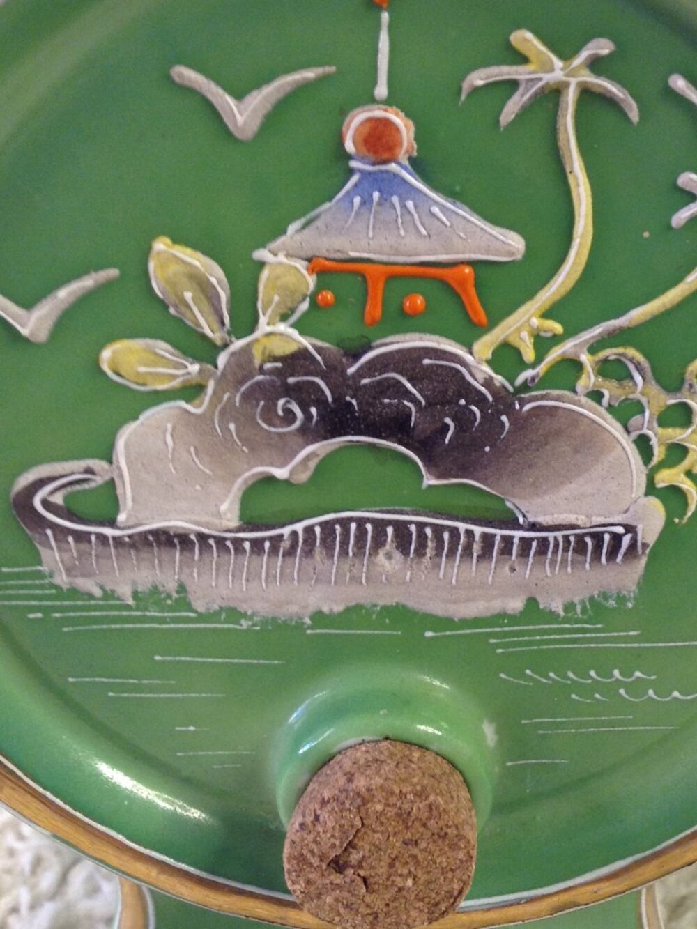 VTG 1920's Kutani Moriyama Green Sake/Liquor w/Stopper Collectble RARE ALL Orig - Picture 2 of 10